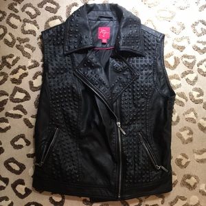 Awesome Black Vegan Leather Moto Vest